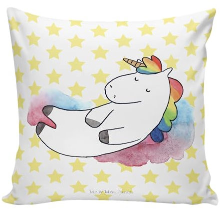 Mr. & Mrs. Panda 40x40 Kissen Einhorn Wolke 7 - Geschenk, Einhorn Deko, witzig, Lächeln, Unicorn, Einhörner, Sofakissen, sofakissen, Kopfkissen,