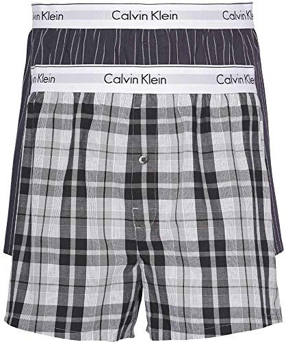 Calvin Klein Herren Boxershorts Unterhosen, Mehrfarbig (Ryan Stripe D Well/Hickory Plaid B), M