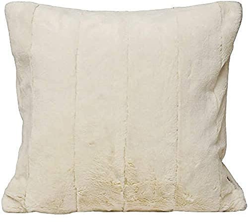 Paoletti Riva Empress Großer Ring Gefülltes Kissen Super Soft Faux Fur - Reversible - Reißverschluss - Maschine Waschbar - 100 Kasten (22 X 22 Zoll), Polyester, Sahne, 55 X 55 cm