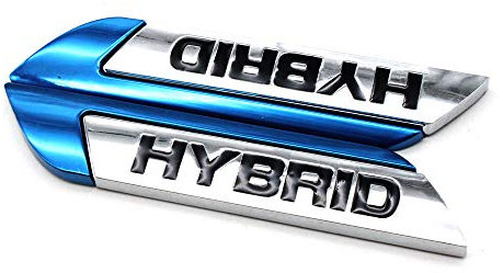 HIGGER 1 Paar Auto Metall Abzeichen Emblem 3D HYBRID Kofferraum Auto Logo Aufkleber Aufkleber Für Die Meisten Autos (Blau)