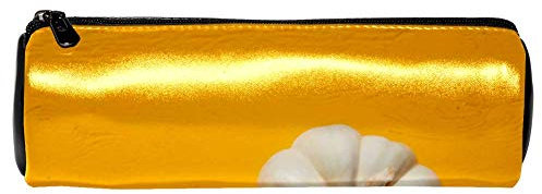 EZIOLY Federmäppchen aus Leder, mit weißen Squash-Texturen, für Studenten, Schreibwaren, Schule, Büro, Kosmetik, Make-up-Tasche, 20 x 6,3 cm