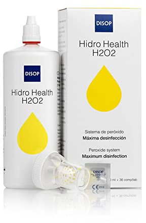 Disop Hidro Health - H2O2 Peroxide Contact Lens Solution, Colour Indicator, Fast 1-Hour Disinfection, Preservative-Free, Suitable for All Lenses, 360 ml, Contact Lens Solution