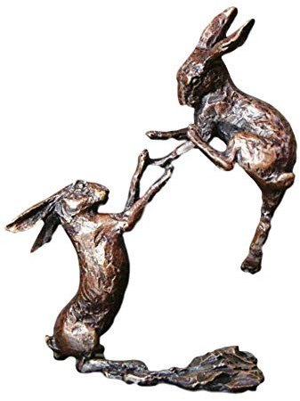 2012 Butler & Peach Boxing Hares Figur aus massivem Bronze, 70 mm