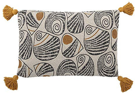 Bloomingville Kissen, gelb, Baumwolle, 60cm
