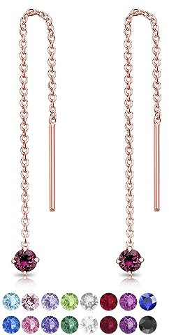 Lovli Orecchini Ametista - Orecchini Pendenti Donna Argento 925 Placcati Oro Rosa 18K - Orecchini Colorati Lunghi - Orecchini Punto Luce Oro Rosa - Orecchini Oro con Catena - Orecchini Dorati