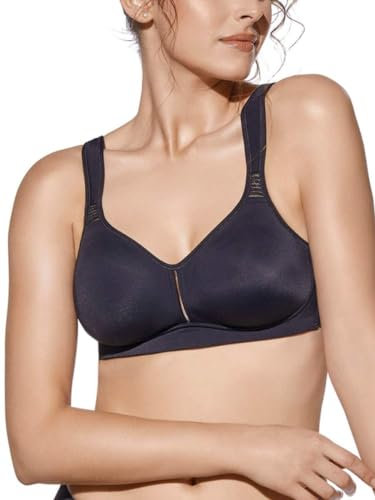 Selene, Reggiseno Contenitivo Donna con Fascia Anatomica, Senza Ferretto e Imbottitura, con Spalline Larghe Comfort, Collezione Elvira, Colore Nero, Taglia 8D