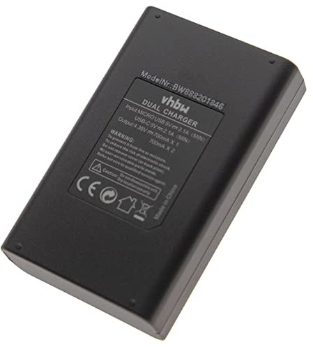 vhbw Chargeur de Batterie Double USB Compatible avec GoPro Hero 2018, 5, 6, 7, 8 caméra, DSLR, Action-cam - Chargeur