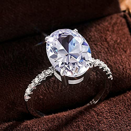 Klassisches Design Silber Farbe Brilliant Oval Cz Frauen Ringe Engagement Hochzeit Zubehör Einfache Weibliche Ringe 7 Weiß