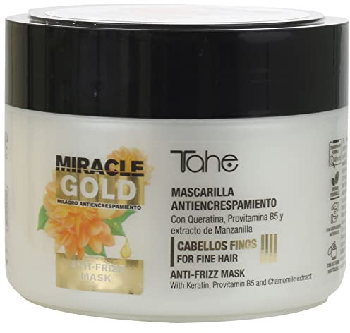 Tahe Miracle Gold Mascarilla Antiencrespamiento para Cabellos Finos con Queratina, Provitamina B5 y extracto de Manzanilla, 300 ml (300 ml)