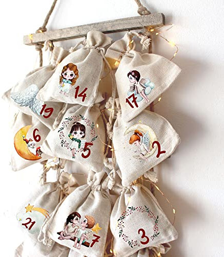 Adventskalender Bügelbilder Kinder und Frauen Motiv Engel Schutzengel Weihnachtsengel Weihnachten zum Aufbügeln A3 und A4 ad01 - ausgewählte Größe: *A4 Einzelmotivgröße ca. 4,5cm*
