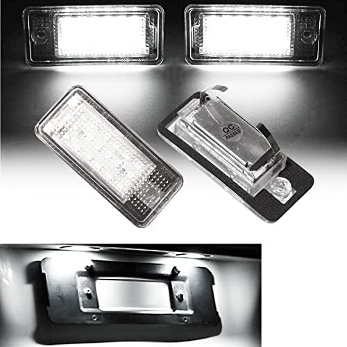 Beneges 2 Stück Fehlerfrei Xenon Weiß LED Kennzeichenleuchte Gehäuse Kompatibel mit 2001-2009 A3 A4 A6 A8 S3 S4 S6 S8 C6 Q7 RS4 RS6 Hintere Kennzeichenleuchten Lampe F1TZ-13550-A