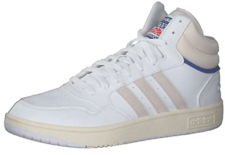 adidas Herren Hoops 3.0 Mid Basketball Shoe, Cloud White/Chalk White/Core Black, 44 2/3 EU