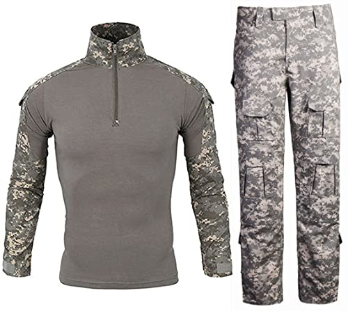 Uugood Military T-Shirt Trouser Combat Shirt Suits Camouflage Long Sleeve Uniform Sets Tactical Shirt Suits for Airsoft Paintball Hunting