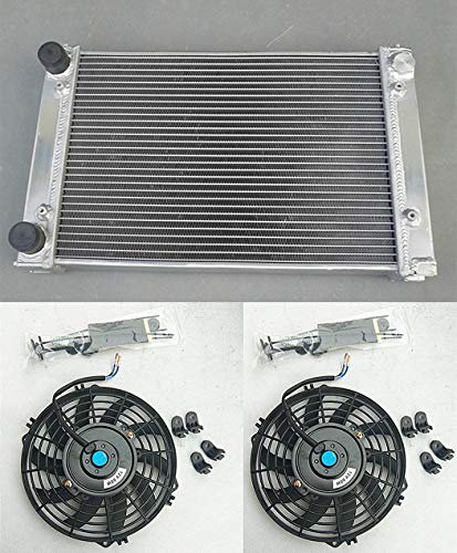 Aluminium-Kühler + 2 Lüfter, kompatibel mit VW Golf GTI, Jetta MK2/Corrado, Scirocco Coupe, 1,8 V