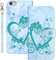 Tiyoo Flip Phone Case for iPhone 6 Plus/iPhone 6s Plus, Marble PU Leather Wallet Case with Embossed Love Heart Floral Pattern, Card Slots, Wrist Strap and Magnetic Clourse Phone Cover (Green) ﻿