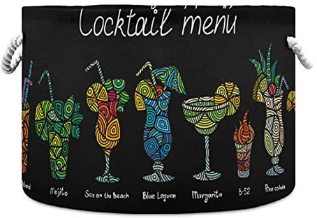 Cocktails Menu Baumwollseilkorb Große Kapazität Spielzeug Aufbewahrung Organizer Geschenkkörbe Kleidung Wäschekorb Urlaub Ornament Aufbewahrungsbehälter Alkoholische Getränke