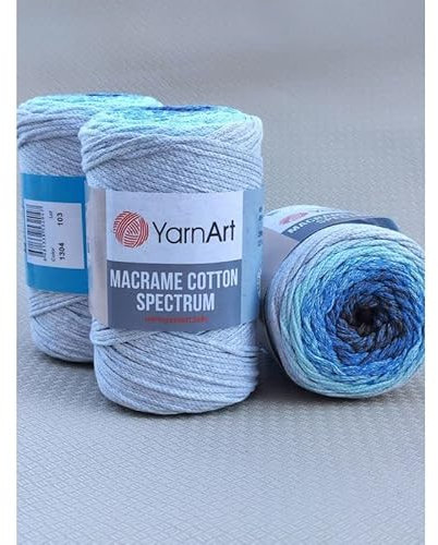 Garn Art Makramee Baumwolle Spektrum Makramee Schnur Harmonische Farben, einzigartige Makramee Handwerk 250 g, 246 m 80 % Baumwolle MakrameeSeil mehrfarbig Makramee, buntes MakrameeGarngewicht