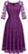 Dressystar Damen Spitzenkleider Festlich Hochzeitsgast Cocktail Kleider A-Linie Sommerkleid Purple L