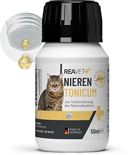 ReaVET Nieren Tonicum für Katzen 50ml I zur Unterstützung der Nierenfunktion & Harnwege I 100% Natürlich, Ergänzungsfuttermittel für ausgewachsene Katzen
