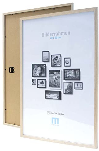 M MERCEO 2 Stück Bilderrahmen Set - moderner Fotorahmen - edle Wanddekoration - Holzrahmen für Fotos - Rahmen aus Holz in Natur - 40 cm x 60 cm