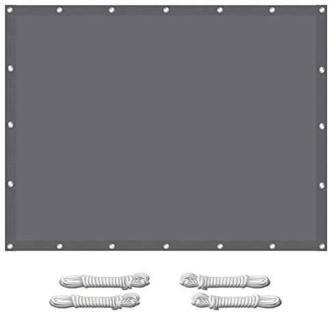 Sonnensegel Segel Baldachin 6 x 10 m 98% UV Schutz Windschutz Wetterschutz Garten Outdoor Wasserdichtes Sonnenschutz 4 × 1.5 m Seile für Balkon Garten Terrasse, Dunkelgrau
