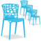 Homestyle4u 2457, Gartenstühle stapelbar 4er Set Blau Modern Kunststoff Outdoor Stuhl Balkonstuhl