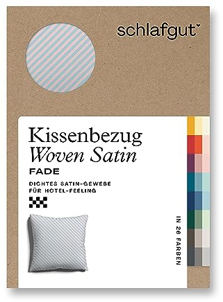 schlafgut Woven Fade Satin Kissenbezug 80x80 cm Petrol Fade gestreift in Premium Hotelqualität, Kopfkissenbezug einzeln mit 100% weicher Baumwolle