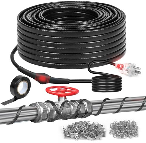 3FT~160FT Heat Tape for Water Pipes, -40°F Deicing Heat Tape,Thermostat Wire,Heating Cable Pipe Heating Cable,Heat Tape with Thermostat,Gutter Heat Cable,Heated Water Hose, 120V 8W/ft (140FT)