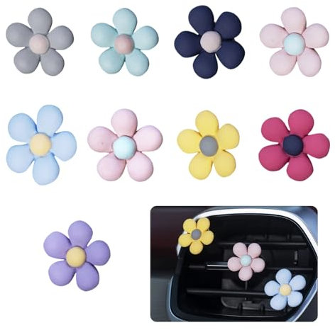 Bekecidi 9 Piezas de Decoración de Coche con Clip de Ventilación de Aire de Flores, Accesorios de Decoración Interior de Coche, Adornos de Ventilación de Aire Acondicionado