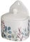 Salero con tapa de hojas de cerámica stoneware blanco y azul de 500 ml