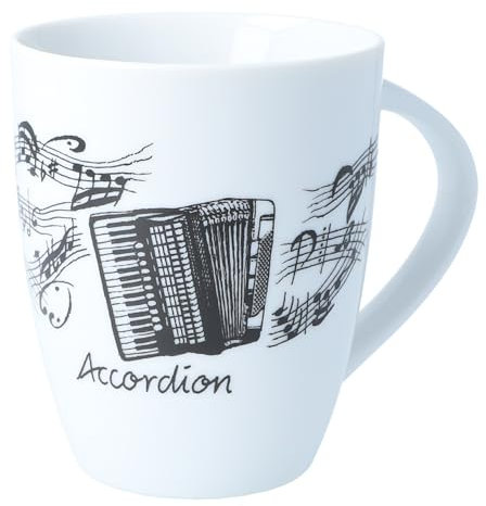 Musikboutique Kaffeetasse mit diversen Instrumenten und musikalischen Motiven (Akkordeon), 280 ml