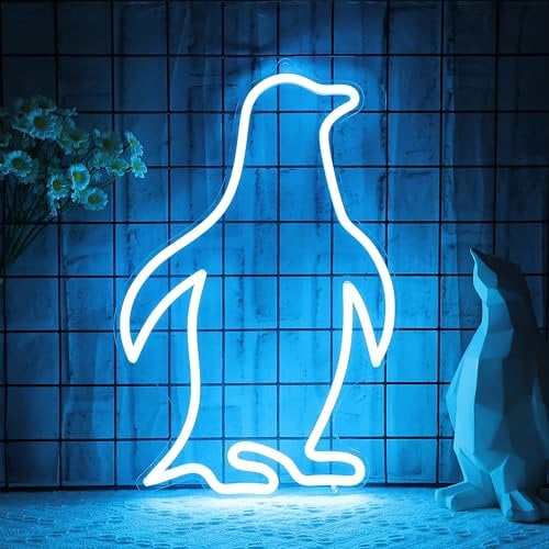 CoolGift Mart Pinguin Neon Schild, Pinguin Lampe Wanddekoration, dimmbare Geburtstagsfeier Dekorationen für Haus, Garten, Geschäfte, Clubs, für Freunde, Familie und Kinder