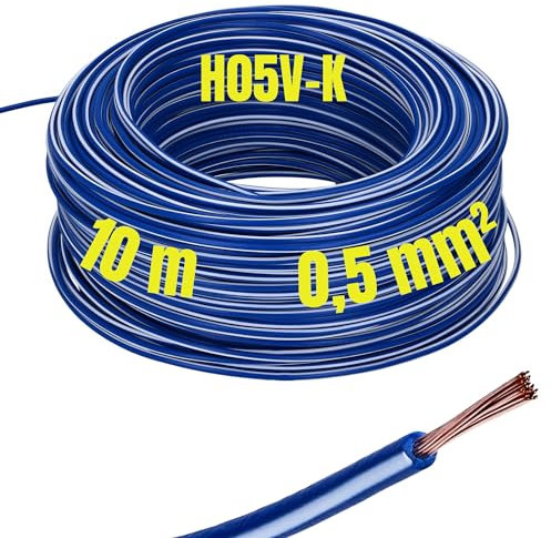 Kalitec Cavo di Cablaggio Flessibile in PVC H05V-K, 10 Metri, 0,5 mm², Monofilo