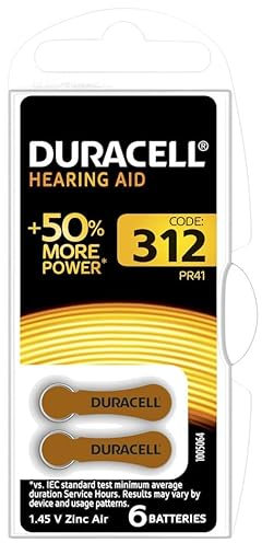 Duracell 312 audifono battery pack of 6