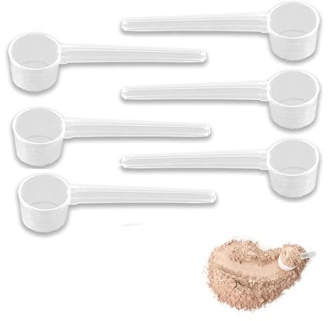 Lot de 6 cuillères à protéines, réutilisables, 5 g, passent au lave-vaisselle pour poudres de protéines, liquides de café, poudres, granulés transparents