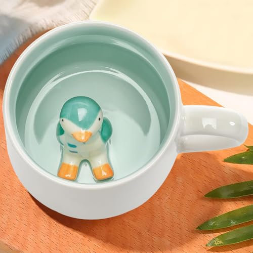 vatertag 3D Pinguin Tasse,Niedliche Tier Pinguin Kaffee Tee Tasse,Abschluss, Geburtstag, Valentinstag, Muttertag, Ostern, Weihnachten, Geschenk für Frauen, Männer, Mutter, sie, Mädchen, Jungen