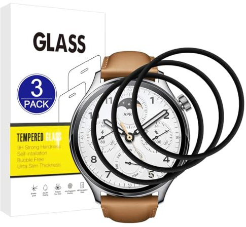 X-Dision [3 Pezzi] Pellicola Protettiva Compatibile con Xiaomi Watch S1 PRO,[Resistente ai Graffi, Alta Definizione][3D Curved Full Cover] Pellicola Protettiva per Xiaomi Watch S1 PRO
