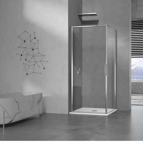 GRAND VERRE Cabine de douche pivotante 100x90 pour installation entre deux murs profilés chromés