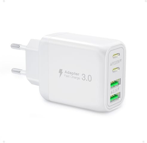 USB C Ladegerät, Gobxoici 40W 4-Port USBC PD+QC Mehrfach Ladegerät Netzteil für iPhone 15 14 13 12 11 Pro Max SE 2020 XS XR X 8 7 6 Plus, iPad, Samsung, Google Schnellladegerät Handy Ladestecker