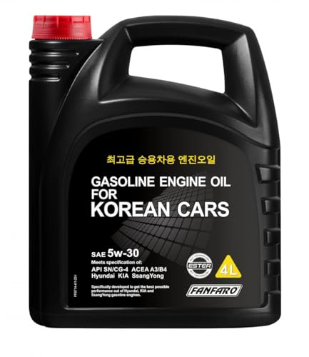 FANFARO Motoröl 5W-30 Motor Öl ACEA A3/B4 API SN API CG-4 Korean Cars 4L Kompatibel mit HYUNDAI ix35 LM, EL, ELH, HONDA CIVIC VIII Hatchback FN, FK