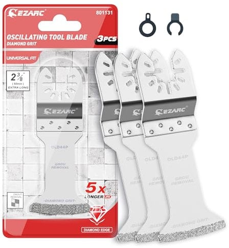 EZARC Lame oscillanti diamantate, lame per sega multi-tool oscillanti a portata extra lunga per la rimozione della malta, pulizia della malta, confezione da 3