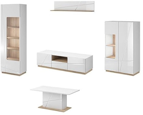 Feldmann Preiswert Wohnen Wohnzimmer-Set Futura Wohnwand 5-teilig MDF grifflos