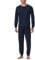 Schiesser Herren Schlafanzug lang mit Bündchen-Nightwear Set Pyjamaset, dunkelblau_182196, 102 cm