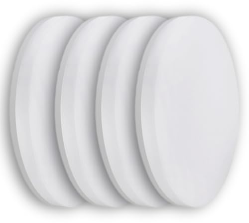 ENOVALITE 4 Stück LED Aufbauleuchte Ø 220x50mm 18W 1880lm, 4000K | Neutralweiß, IP54, flache Deckenlampe für Badezimmer, Küche, Außenbereich und Feuchtraum, Aufputz Deckenleuchte