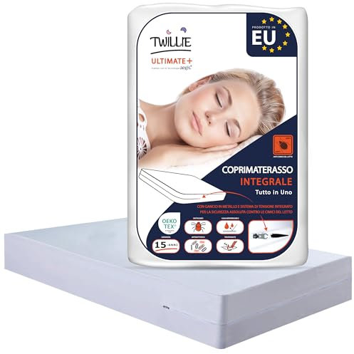 Twillie – Coprimaterasso integrale 80x190x25 cm impermeabile – Qualità superiore – Anti cimice – Oeko-TEX® - con il trattamento AEGIS® Antiacaro, antibatterico –Fodera per materasso prodotto nell'UE