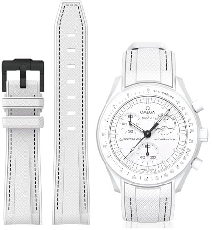 BONACE Armband für Omega X Swatch 20 mm, Gebogenes Silikonarmband, Kompatibel Mit Moonswatch Speedmaster, Keine Lücken, für Herren Und Damen