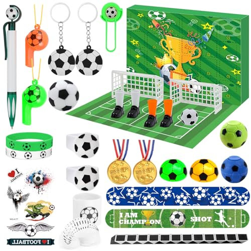Fussball Adventskalender 2024 Kinder jungen Weihnachtskalender 2024 WM Fußball mit 24 Geschenken Fußball Spielzug 24 Tage Adventskalender fußball für Jungen 5-10 jahre Weihnachts Advents Geschenk