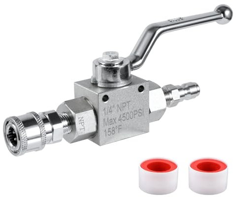 NQEUEPN Kugelhahn-Set für Hochdruckreiniger, Hochwertiges 1/4-Kugelhahn-Set aus Edelstahl Leicht zu Öffnen und zu Schließen Speziell für Hochdruckreiniger-Schläuche Entwickelt