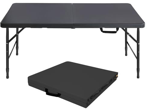GYMFLEX Klapptisch 125x61cm Kunststoff Klappbar Gartentisch Multifunktional Campingtisch mit Griff für BBQ, Camping, Party Schwarz