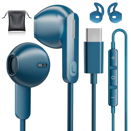 USB C Headphones for Samsung Galaxy S25 S24 Ultra A16 iPhone 16 Pro Max USB C Earphones Wired Headphone with Mic HiFi Type C Headphones for Samsung Galaxy S22 S23 FE A55 A56 A35 iPhone 15 iPad 10th